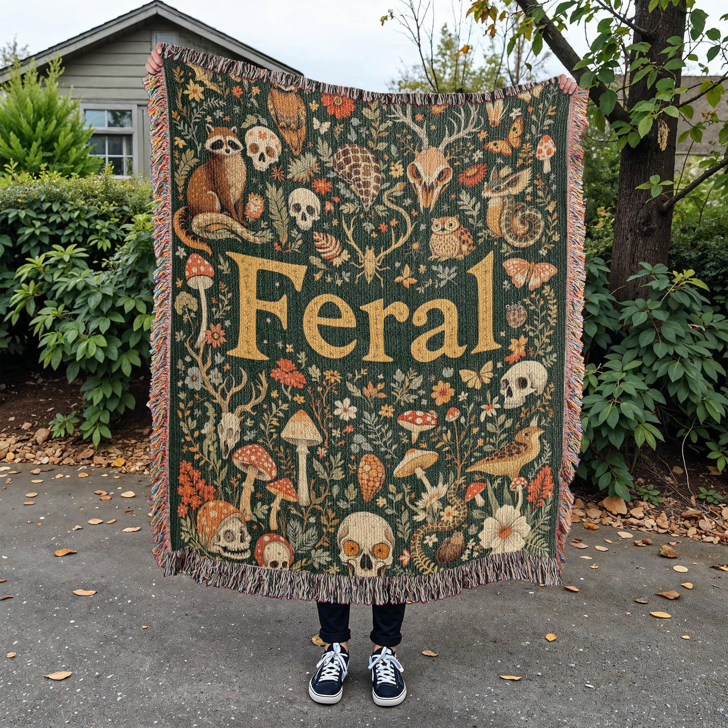Wildlife Floral Woven Blanket-[Heartfelt Family Gift]