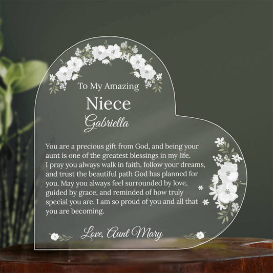Personalized Niece Acrylic Heart Gift