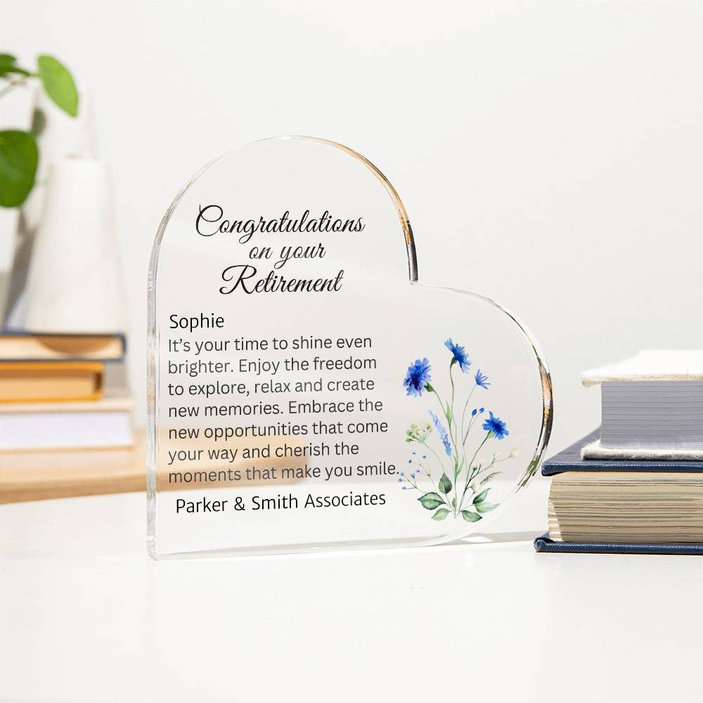Retirement Acrylic Heart Plaque-[Heartfelt Family Gift]