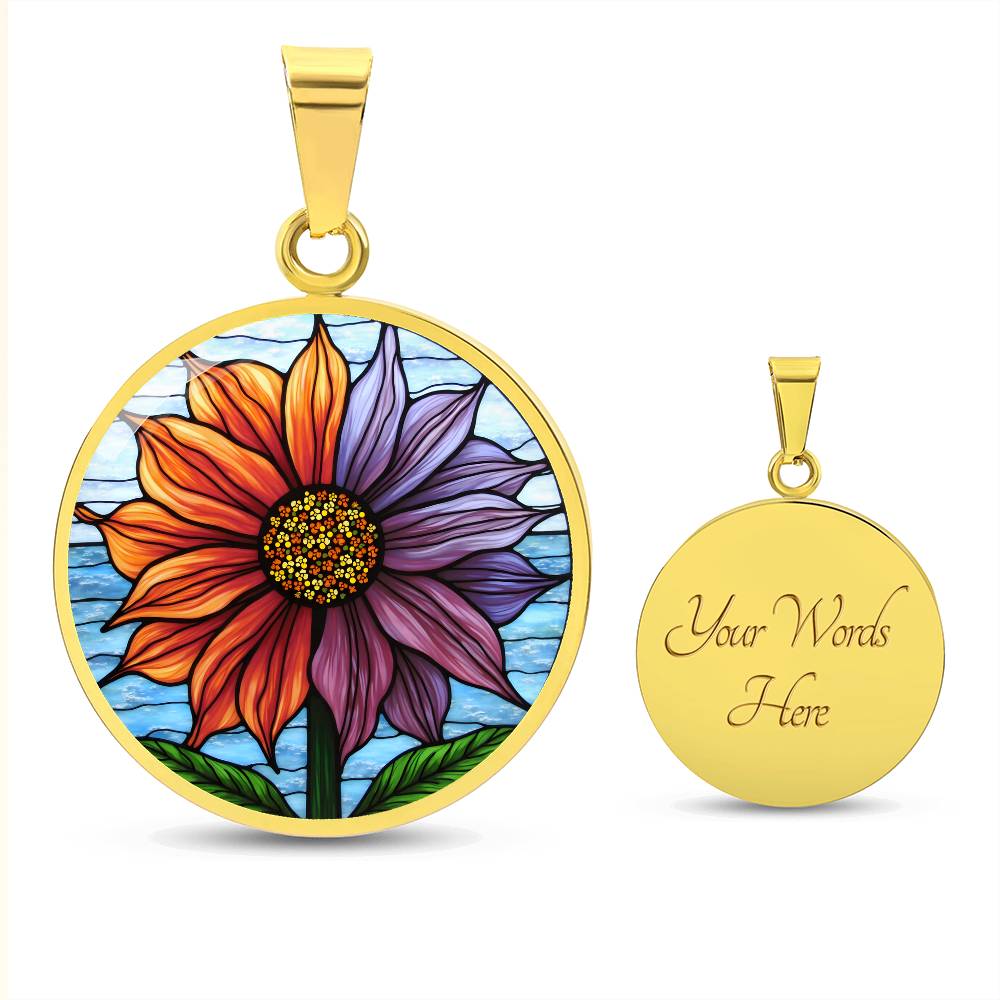 Sunflower Floral Necklace with Engraving