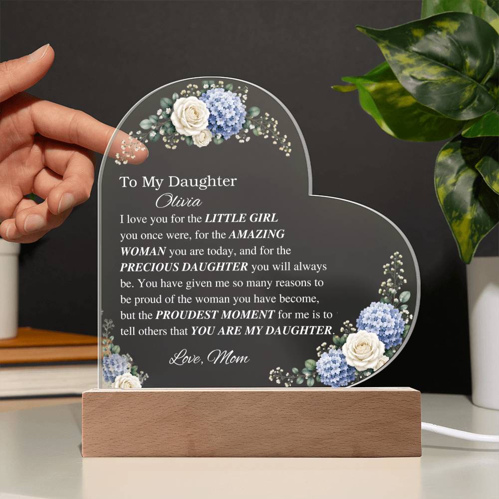 Personalized Daughter Acrylic Heart Plaque