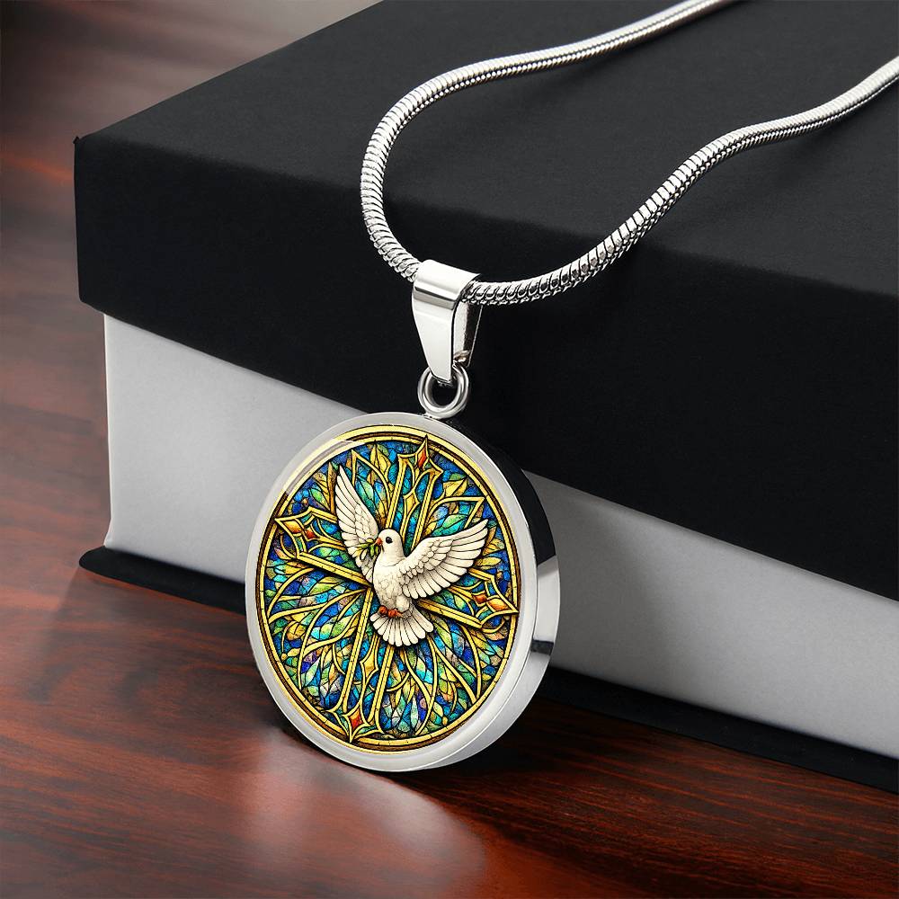 Personalized Dove and Holy Cross Necklace, Women's Religious Jewelry Gift
