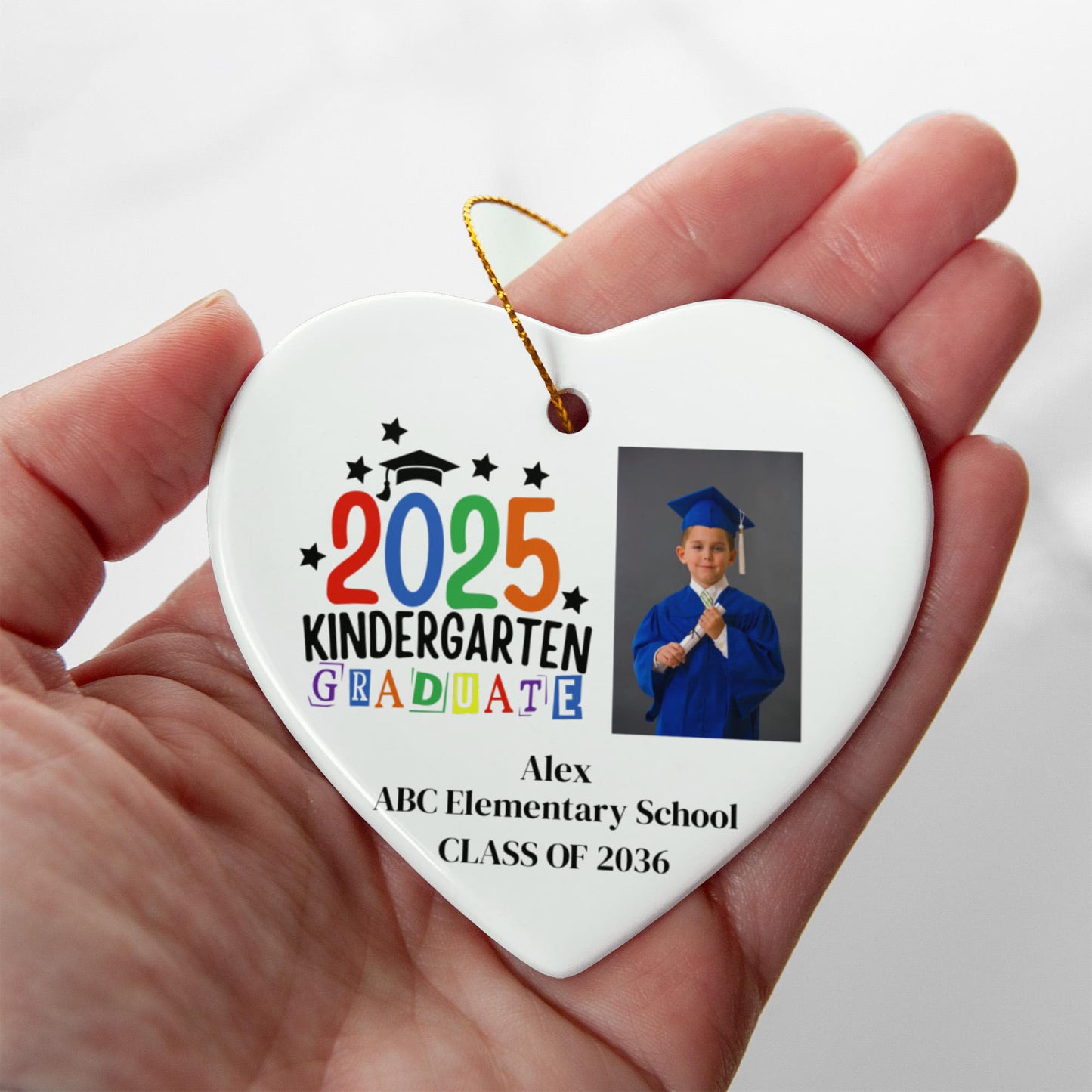 Kindergarten Graduation Ceramic Heart Ornament