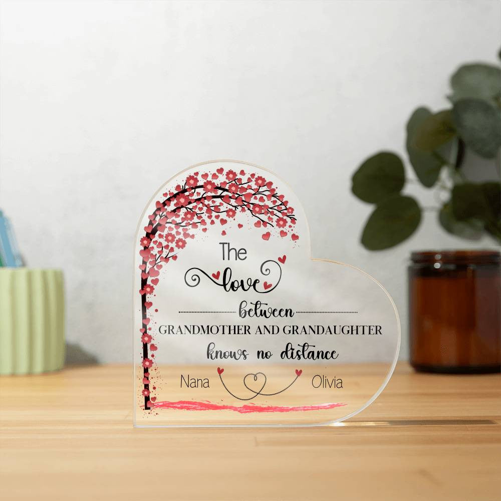 Grandma Granddaughter Distance Heart Plaque-[Heartfelt Family Gift]