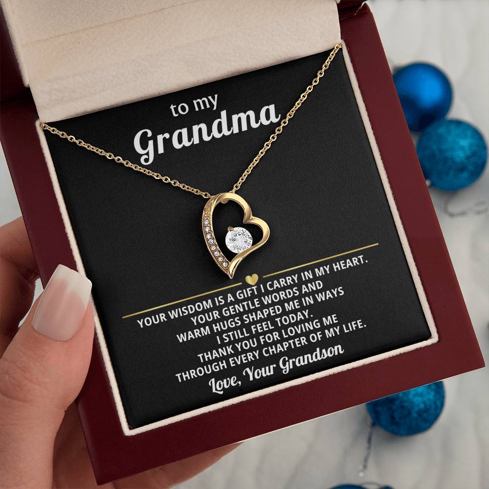 To My Grandma Necklace Gift from Granddaughter or Grandson