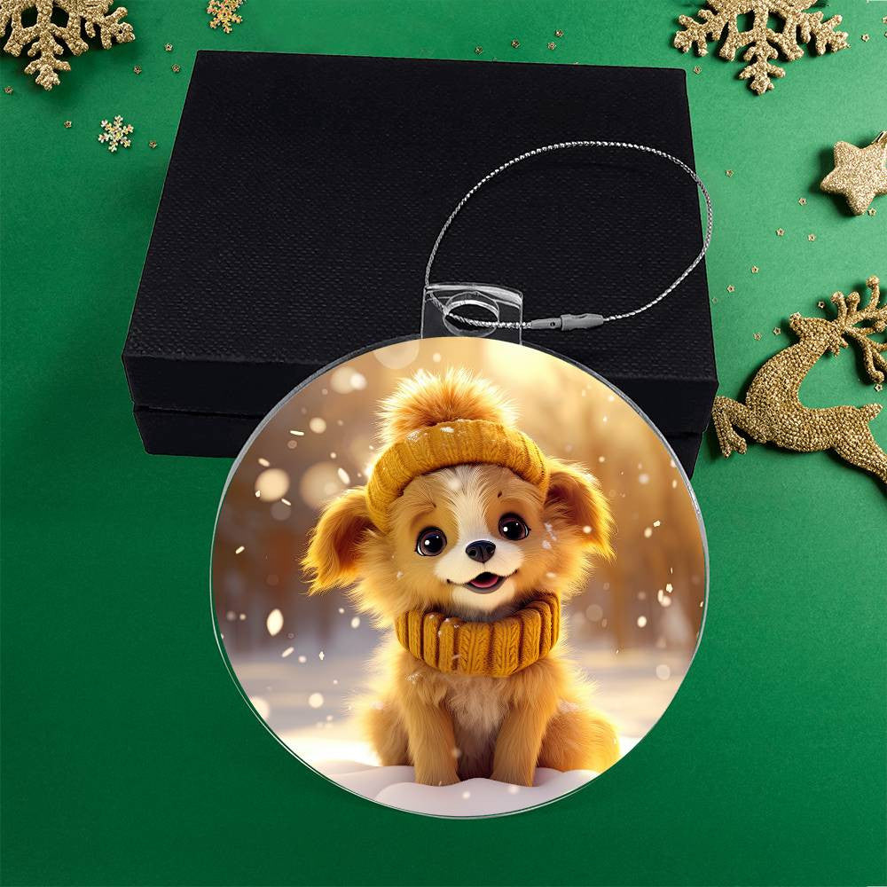 Cute Puppy Acrylic Christmas Ornament-[Heartfelt Family Gift]