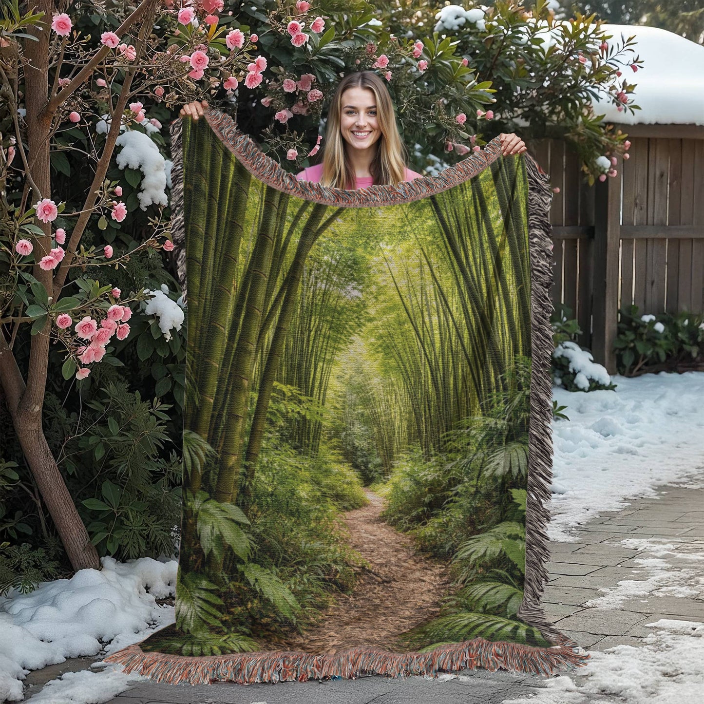 Puerto Rico Culture Inspired Sugar Cane Field Woven Blanket