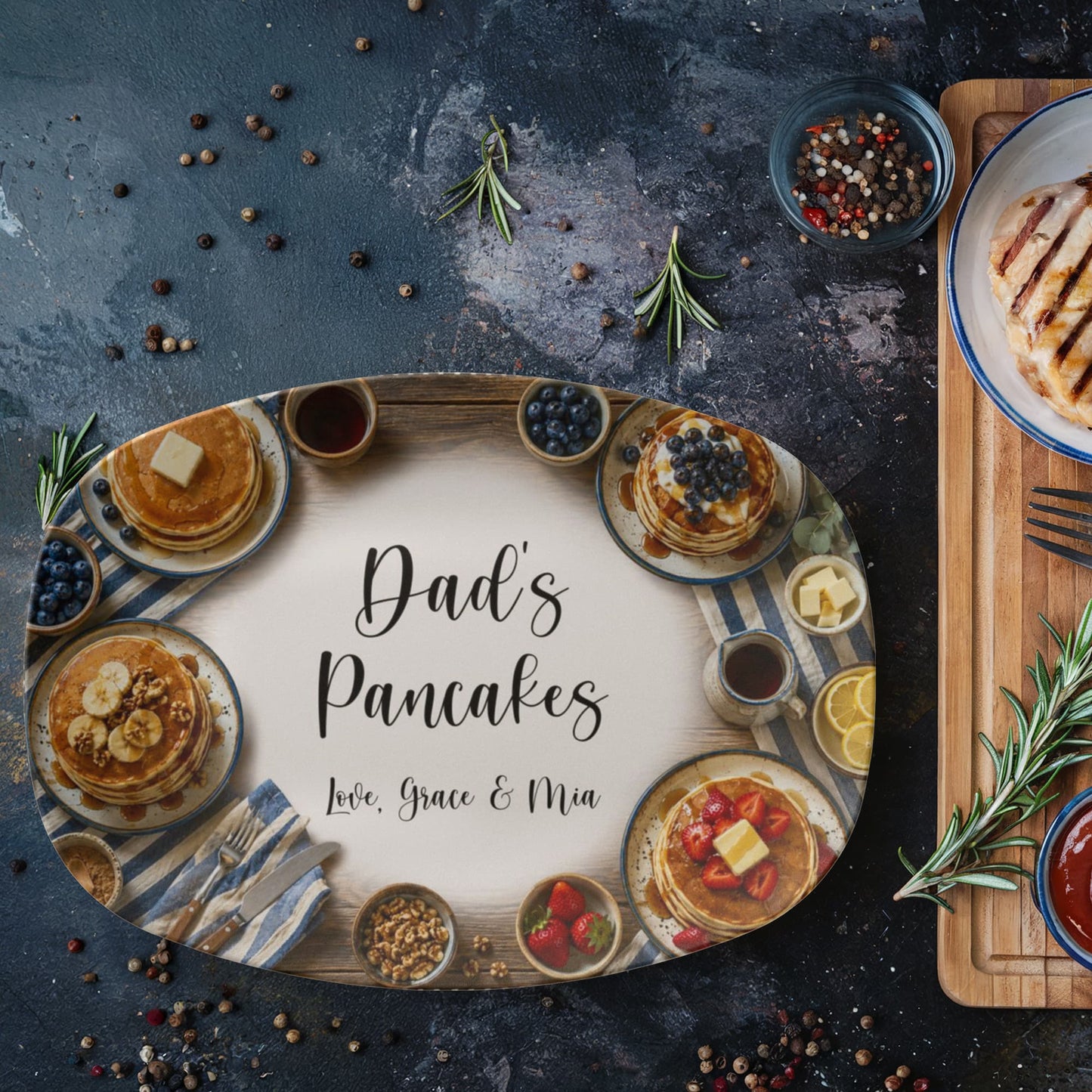 Dad's Pancake Tray with Kids Names