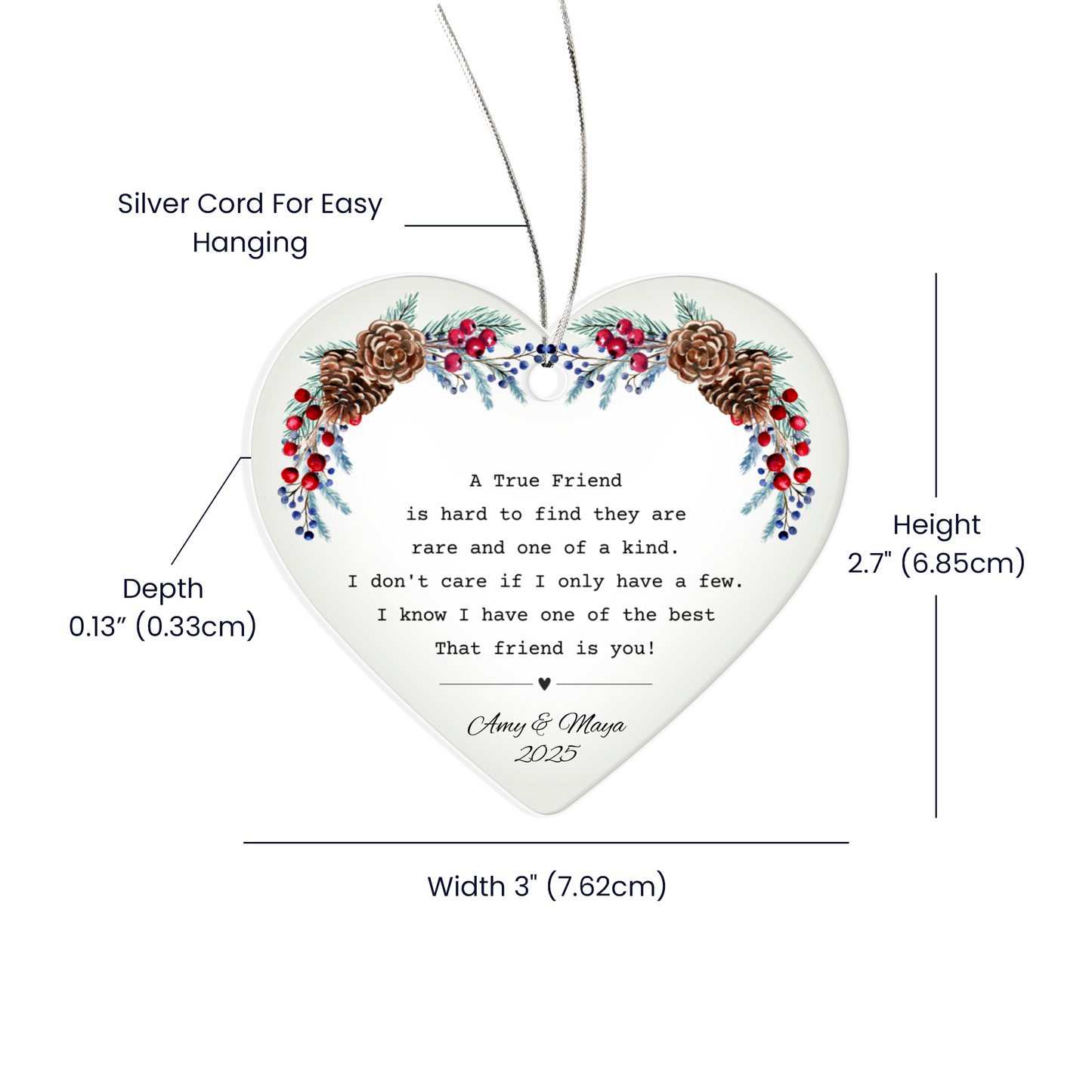 Friend Acrylic Heart Ornament