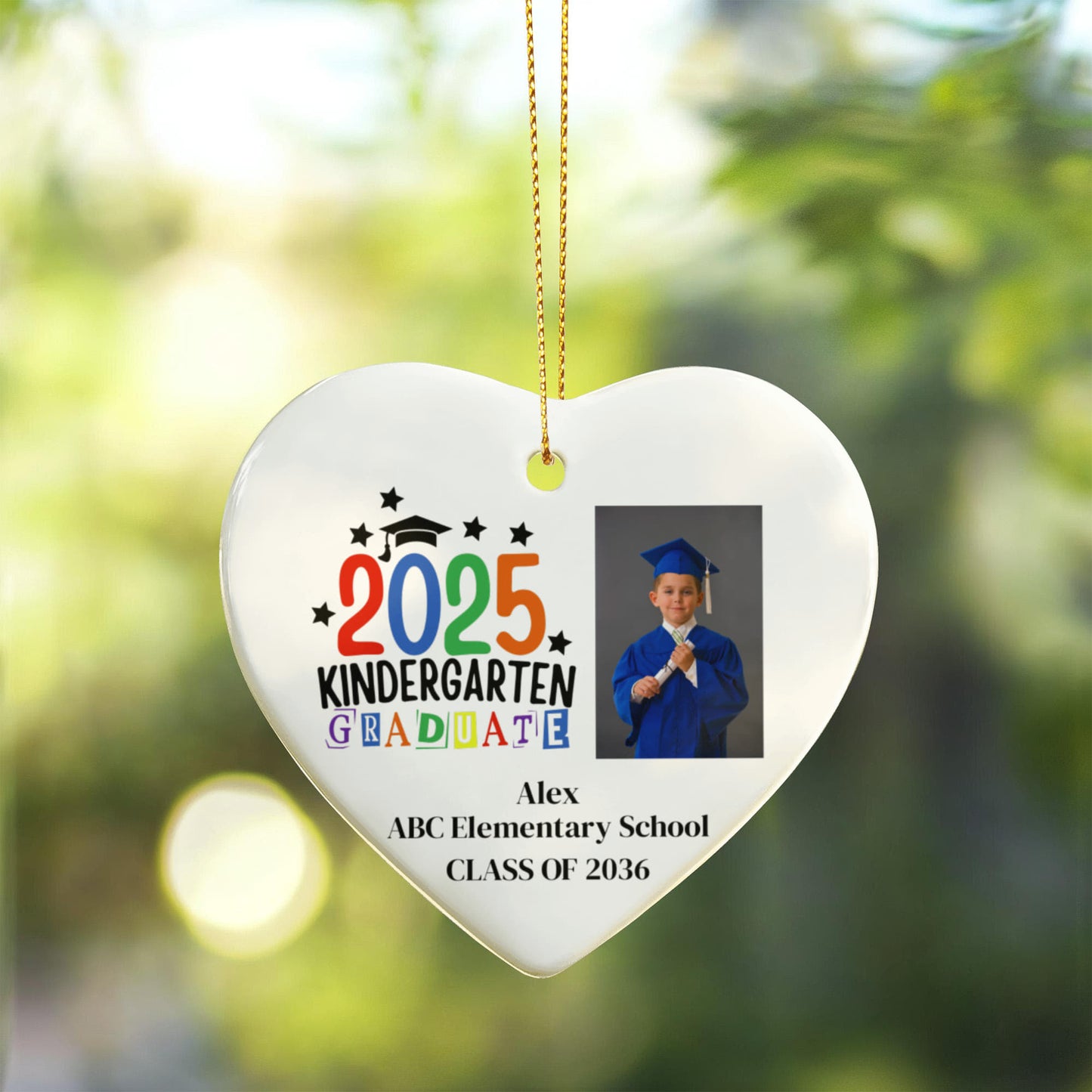Kindergarten Graduation Ceramic Heart Ornament