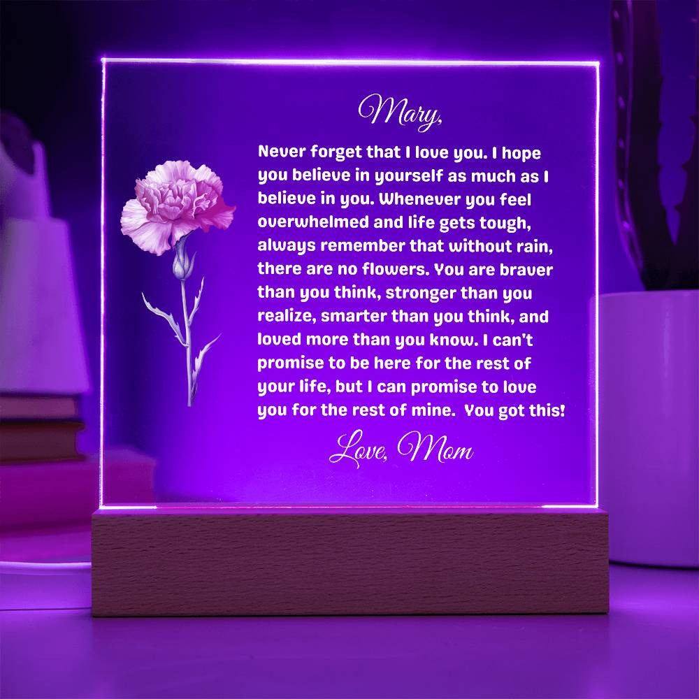 Personalized encouragment plaque for daughter - No Rain No Flowers-[Heartfelt Family Gift]