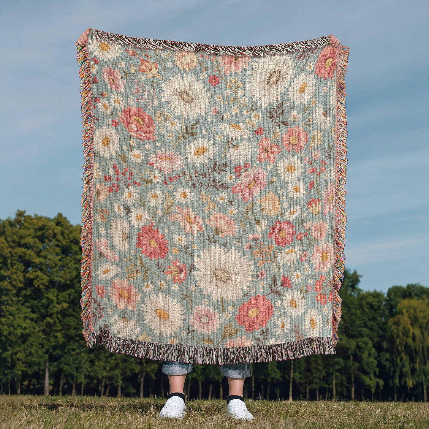 Floral Woven Blanket-[Heartfelt Family Gift]