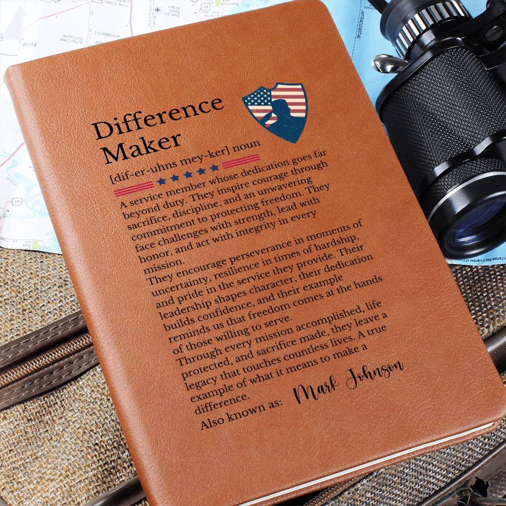 Veteran Journal Gift, Personalized Vegan Leather Notebook, Inspiring Daily Planner, Unique Gift for Veterans, Military Keepsake