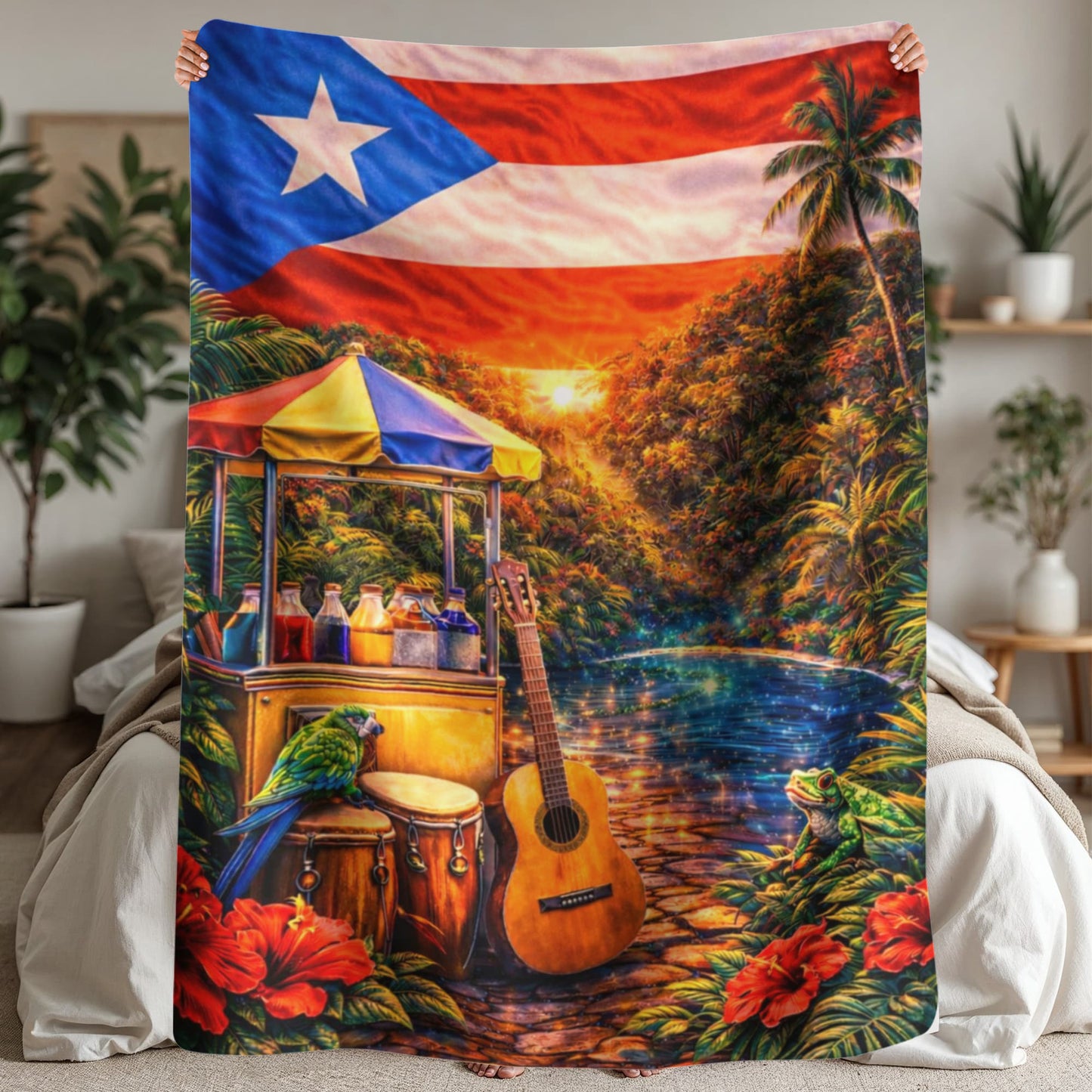 Puerto Rico Flag Blanket, Island Vibe Throw, Tropical Decor Gift, Vibrant Puerto Rican Keepsake, Gorgeous Vacation Memory