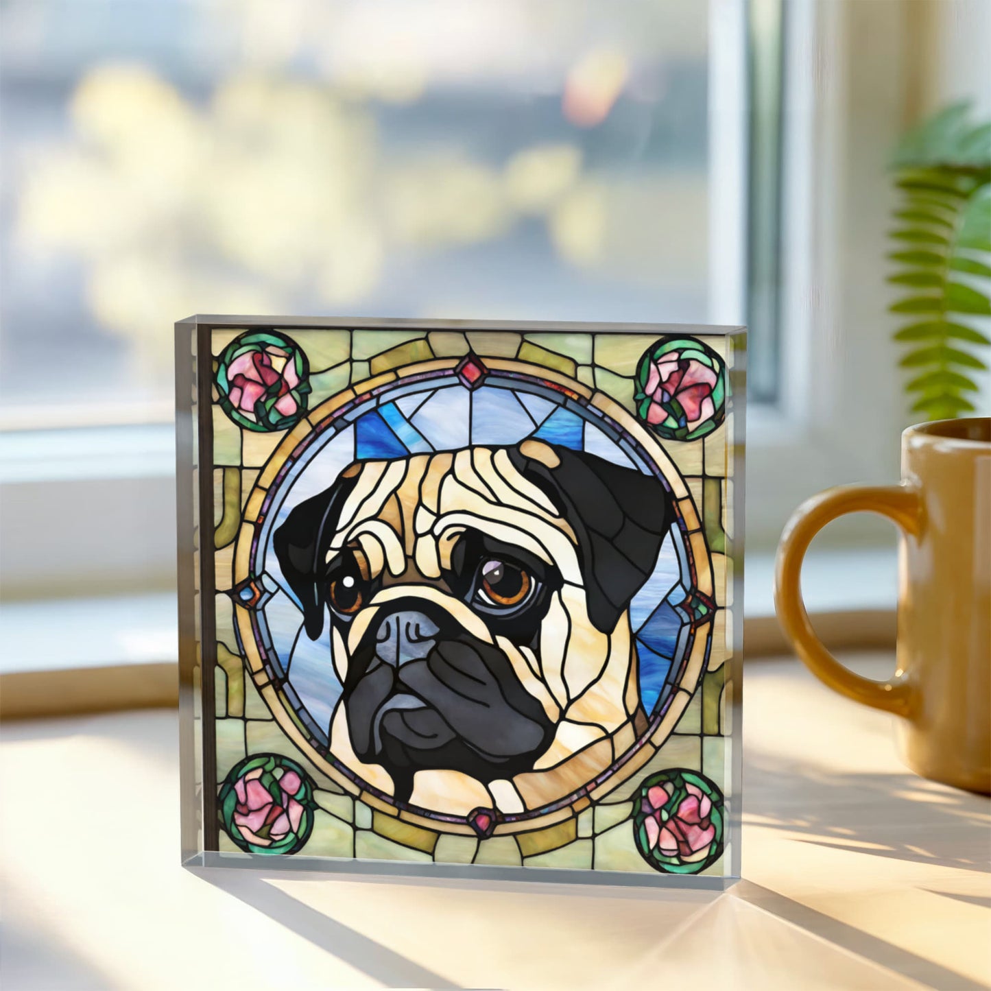 Pug Stained Glass Style Acrylic Decor
