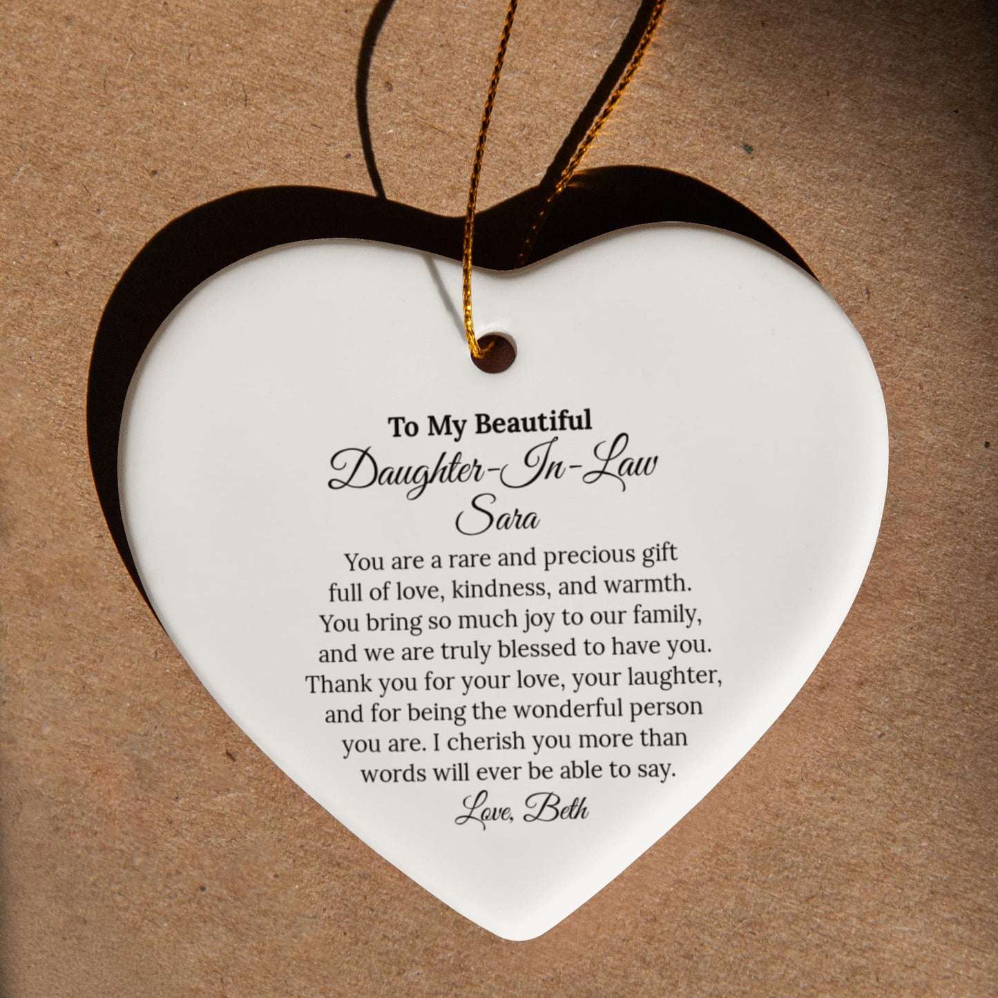 To My Daughter in Law Ceramic Heart Ornament