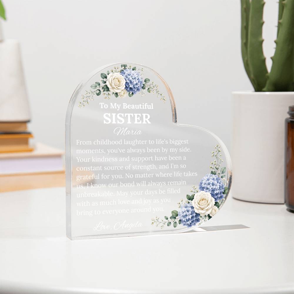 Sister Heart Acrylic Plaque Gift