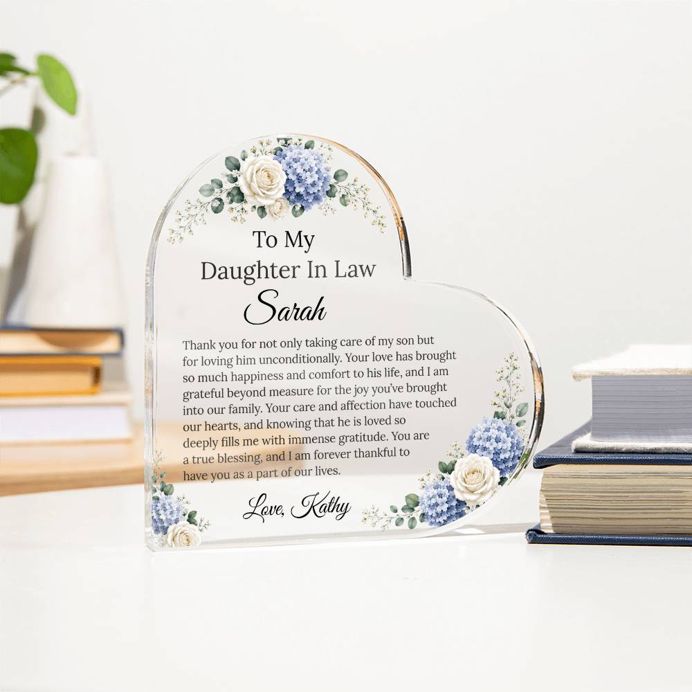 Personalized Heart Acrylic Plaque Gift for Daughter-In-Law