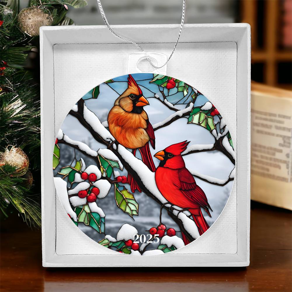 Cardinal Stained Glass Ornament