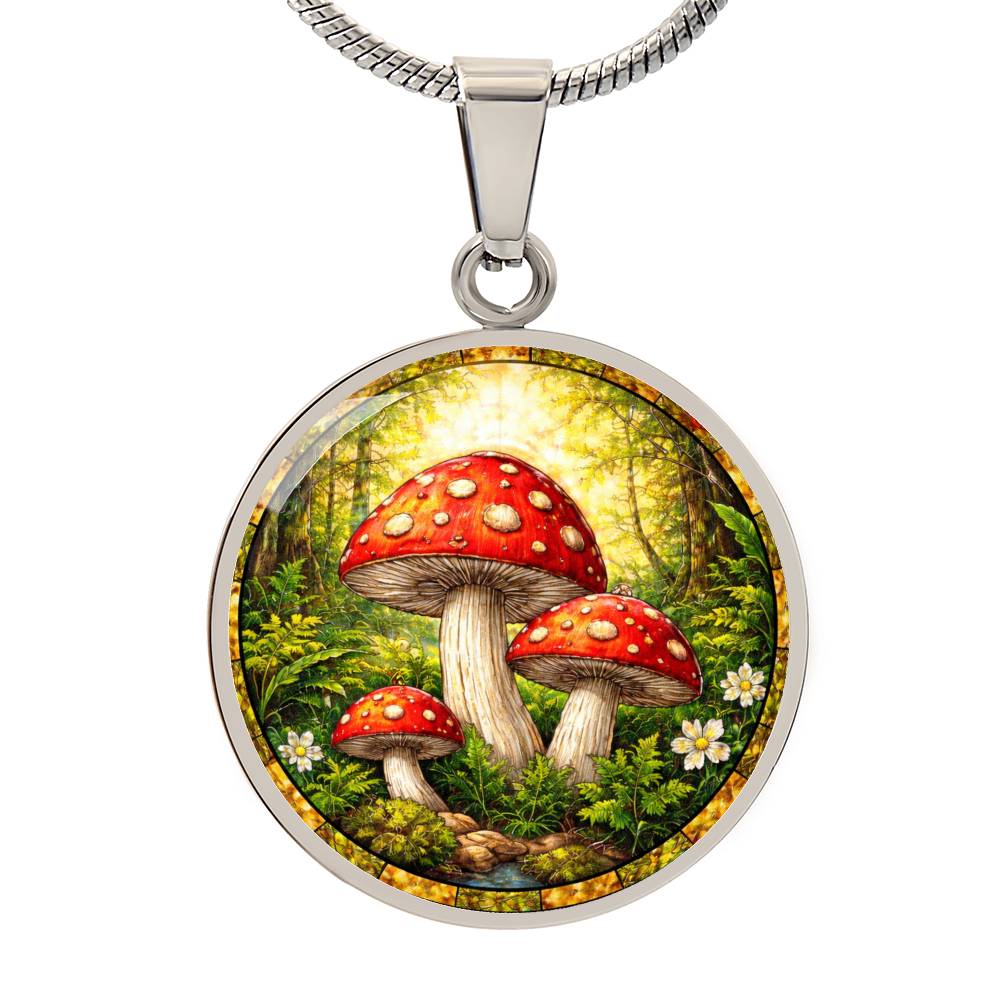 Mushroom Engraved Necklace Bracelet or Keychain