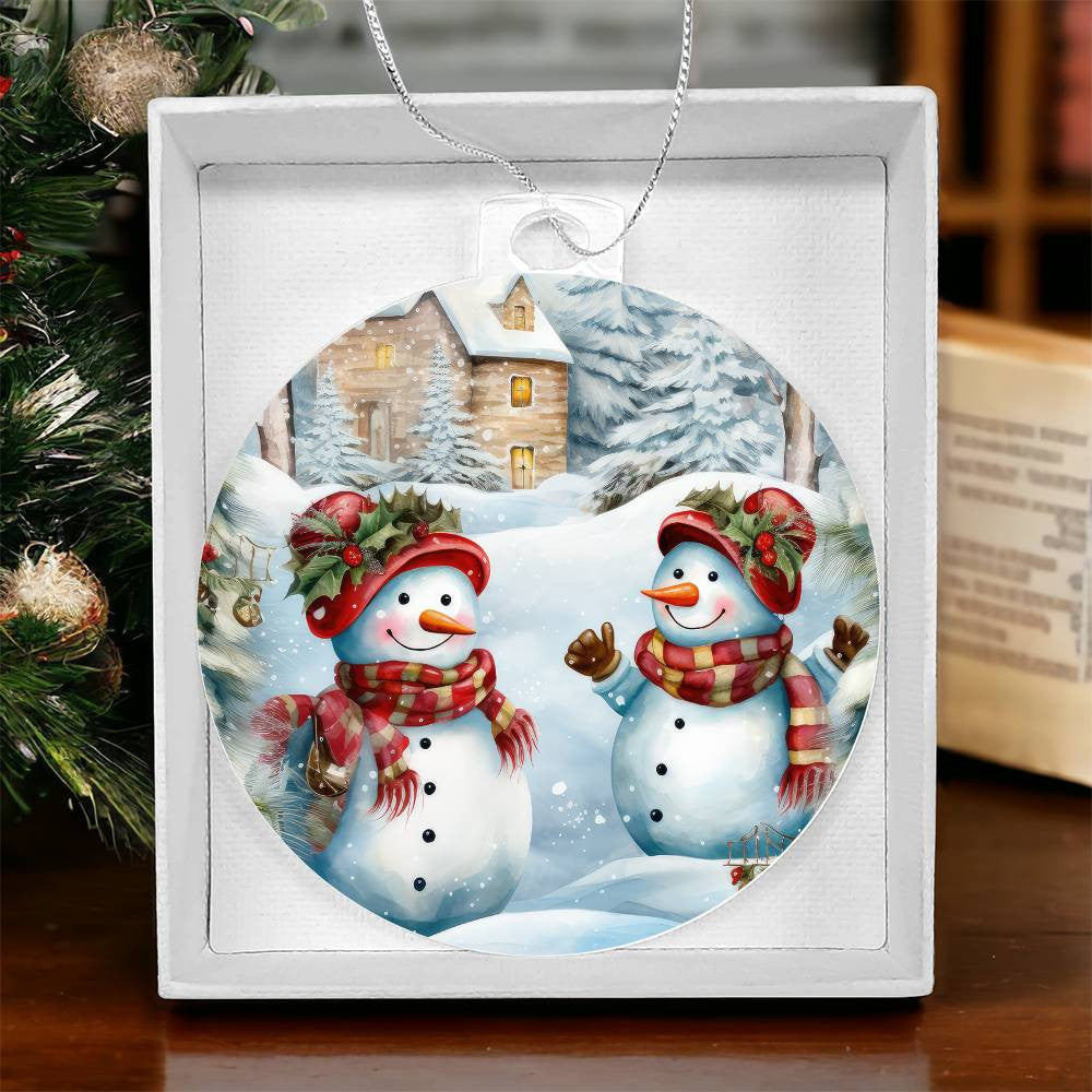 Snowmen Acrylic Christmas Ornament-[Heartfelt Family Gift]