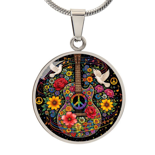 Peace Love Guitar Necklace with Engraving