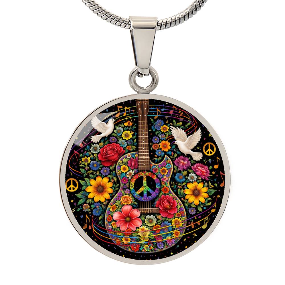 Peace Love Guitar Necklace with Engraving