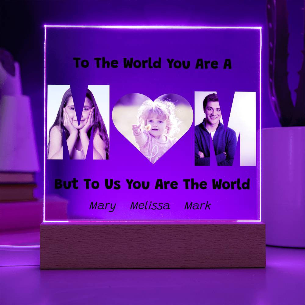 Mom Photo Acrylic Plaque with Kids Names-[Heartfelt Family Gift]