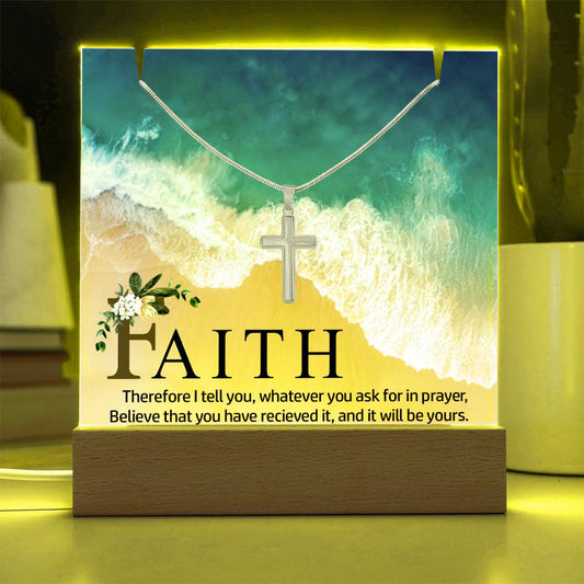 Faith Religious Plaque & Cross Gift Set-[Heartfelt Family Gift]
