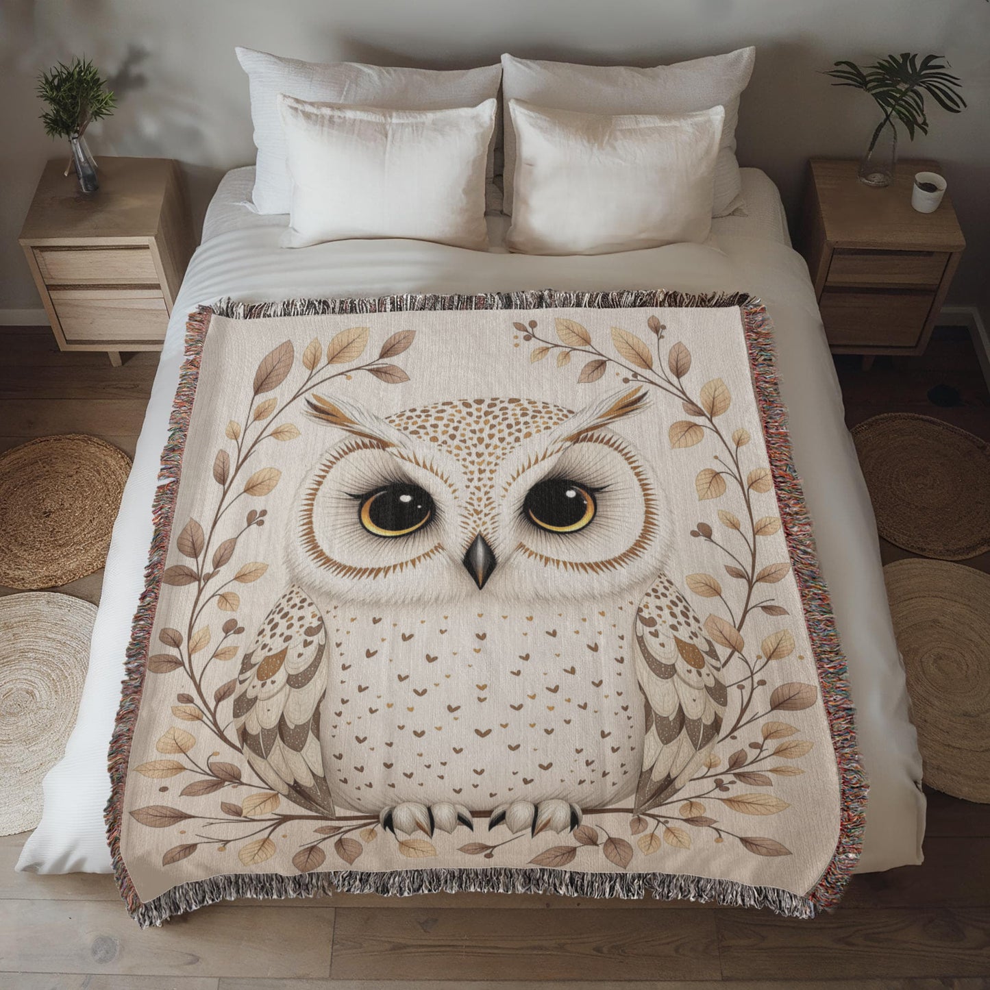 Owl Woven Cotton Throw Blanket-[Heartfelt Family Gift]