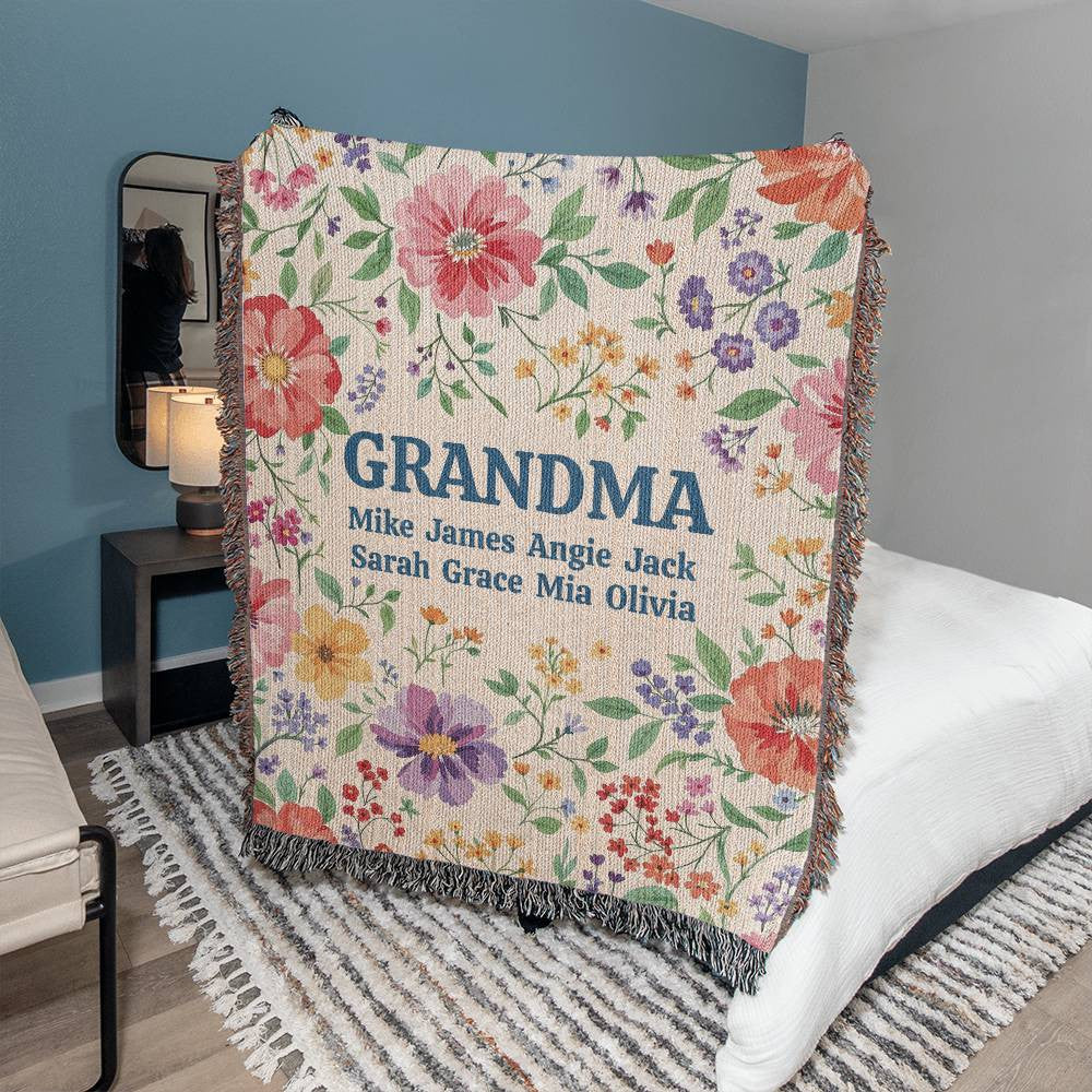 Personalized Grandma Floral Blanket-[Heartfelt Family Gift]