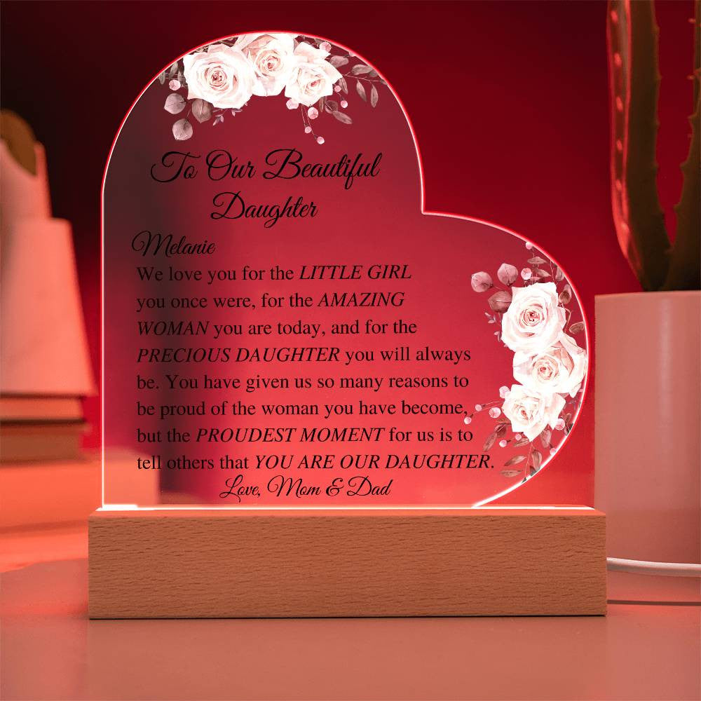 Daughter Acrylic Heart Plaque from Mom & Dad