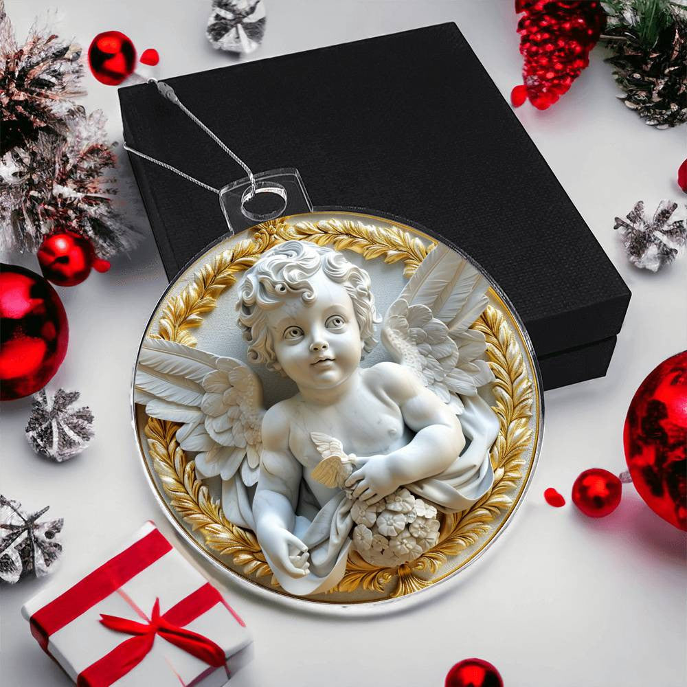Cherub  Acrylic Christmas Ornament-[Heartfelt Family Gift]