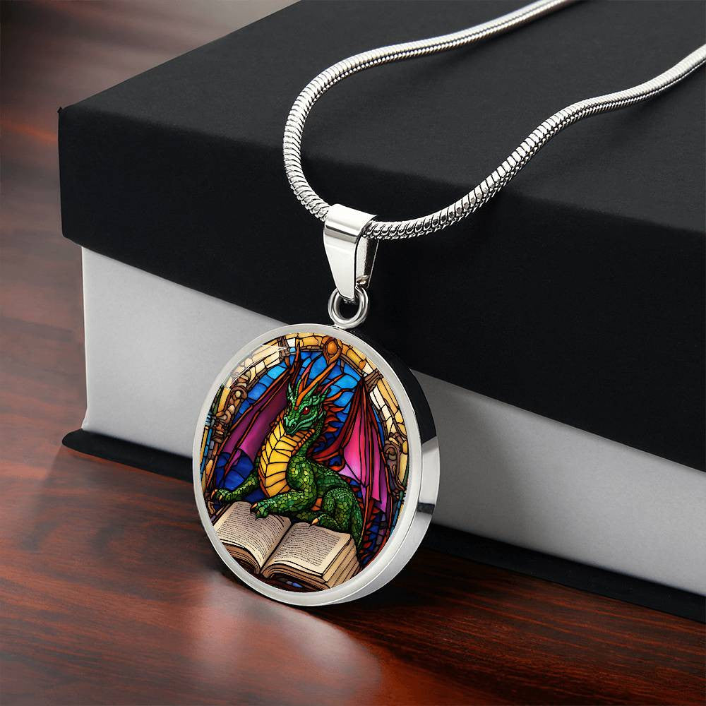 Dragon Round Pendant Necklace in Gold or silver-[Heartfelt Family Gift]