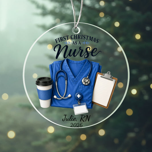 Personalized Nurse Ornament, First Christmas Gift, RN Acrylic Keepsake, New Nurse 2026, Nurse Graduation Gift