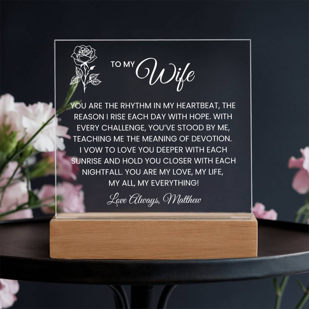Wife Rose Plaque Gift