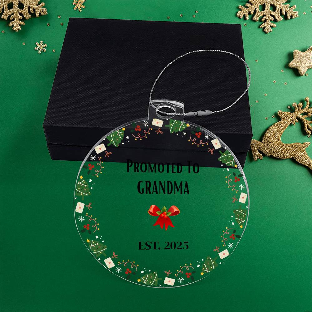Promoted to Grandma Acrylic Round Christmas Ornament-[Heartfelt Family Gift]