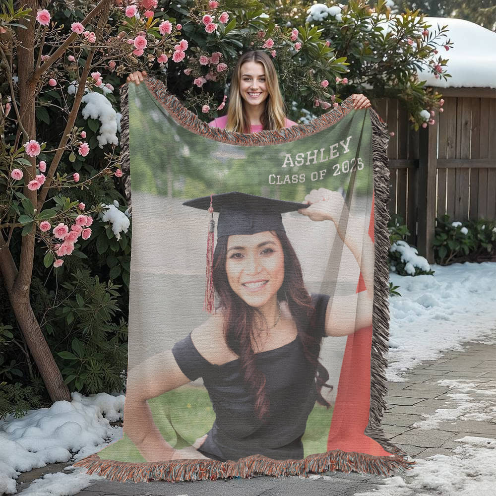 Graduation Blanket Woven Cotton Throw-[Heartfelt Family Gift]