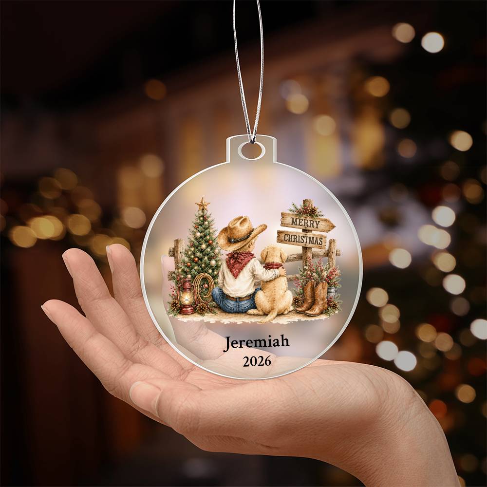 Cowboy Dog Christmas Ornament