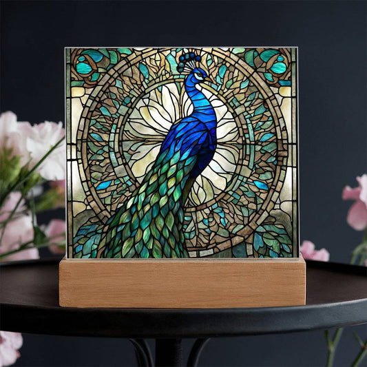 Peacock LED Acrylic Plaque-[Heartfelt Family Gift]