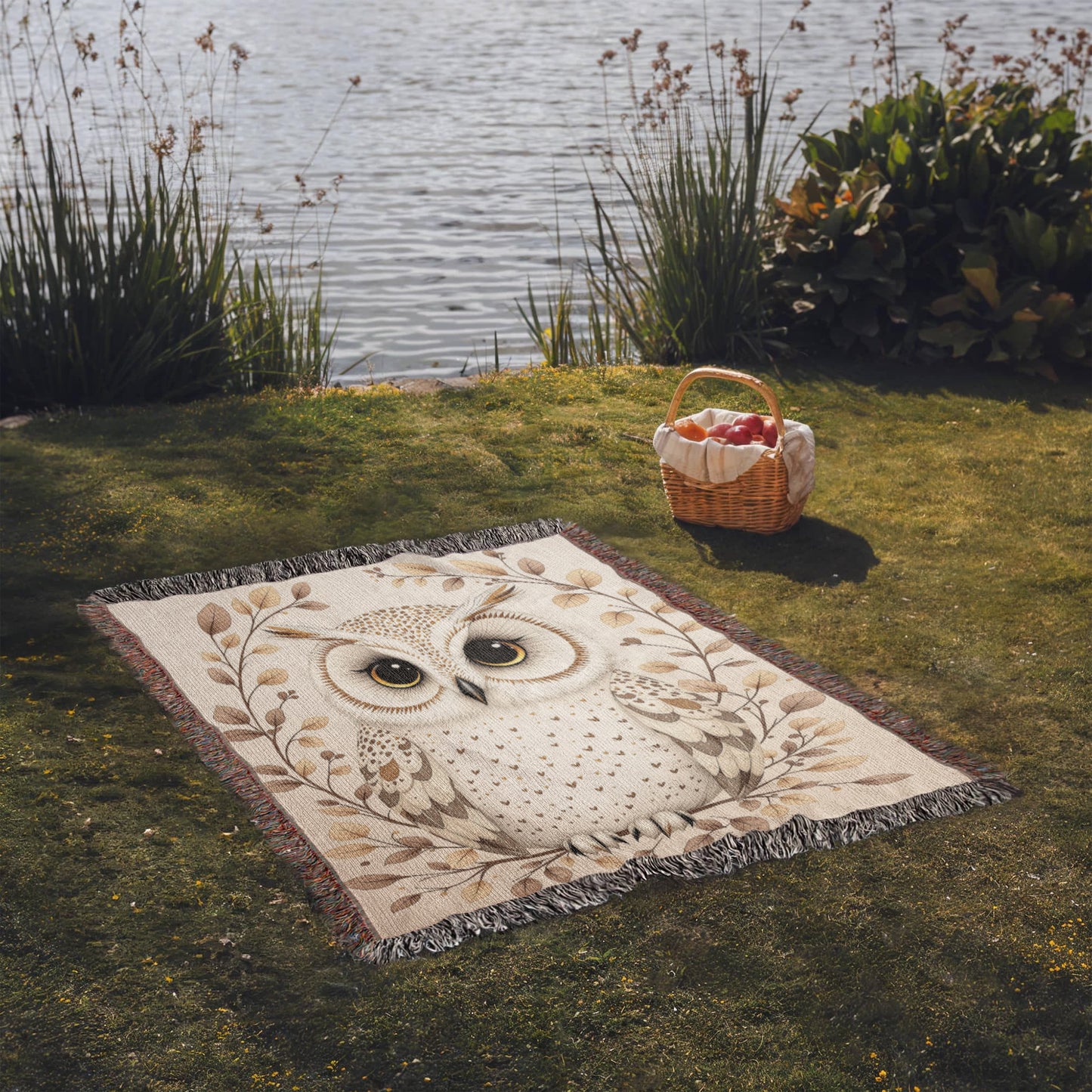 Owl Woven Cotton Throw Blanket-[Heartfelt Family Gift]