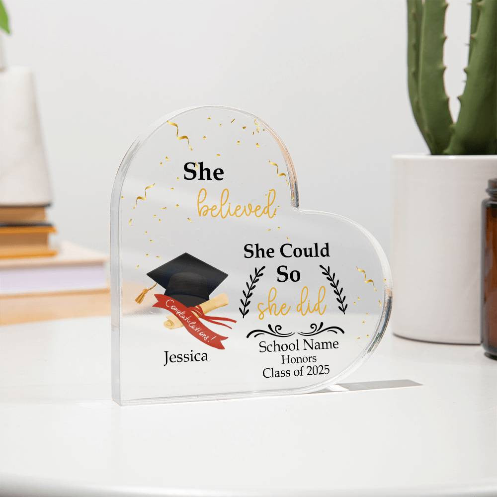 Personalized Graduation Heart Plaque Gift-[Heartfelt Family Gift]
