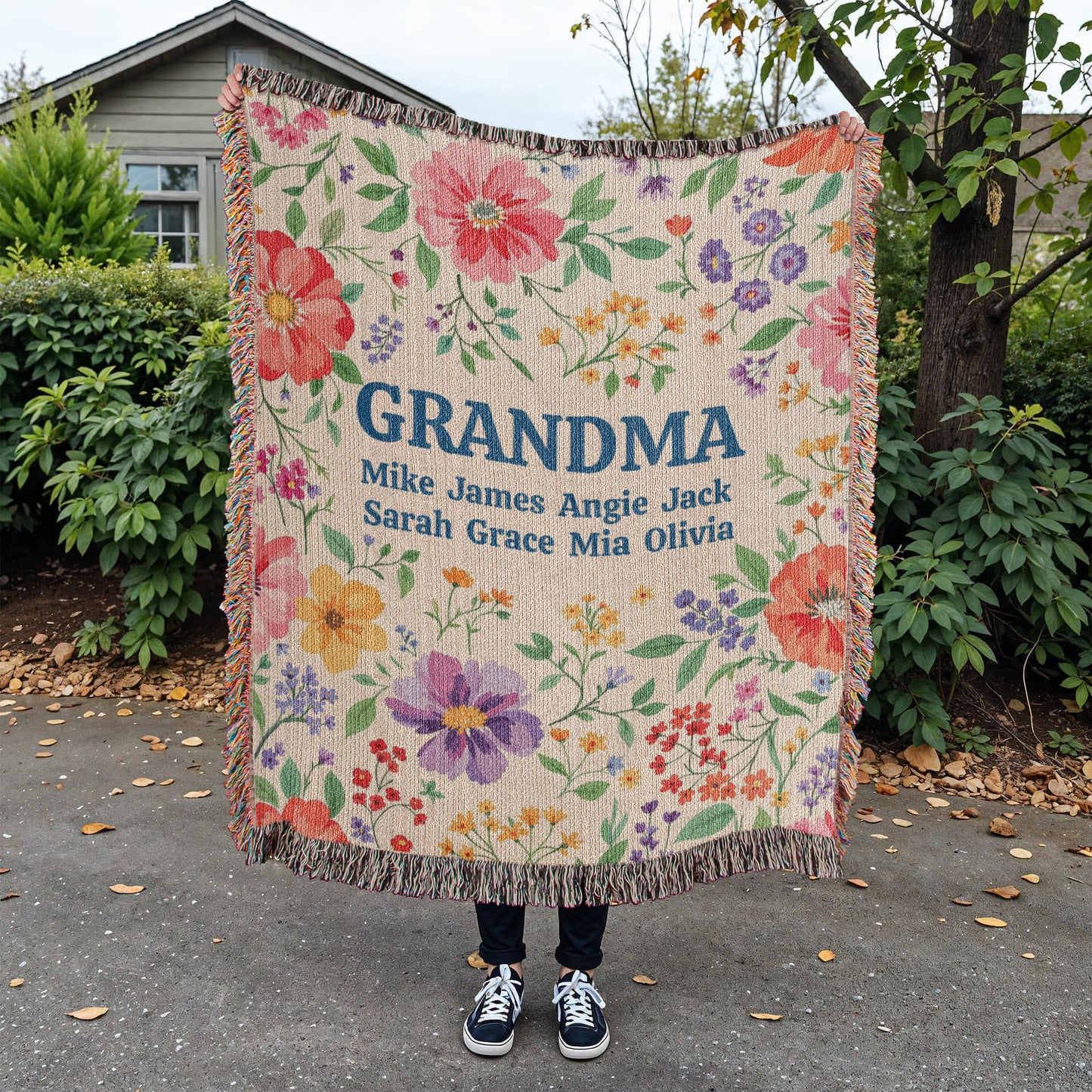 Personalized Grandma Floral Blanket-[Heartfelt Family Gift]