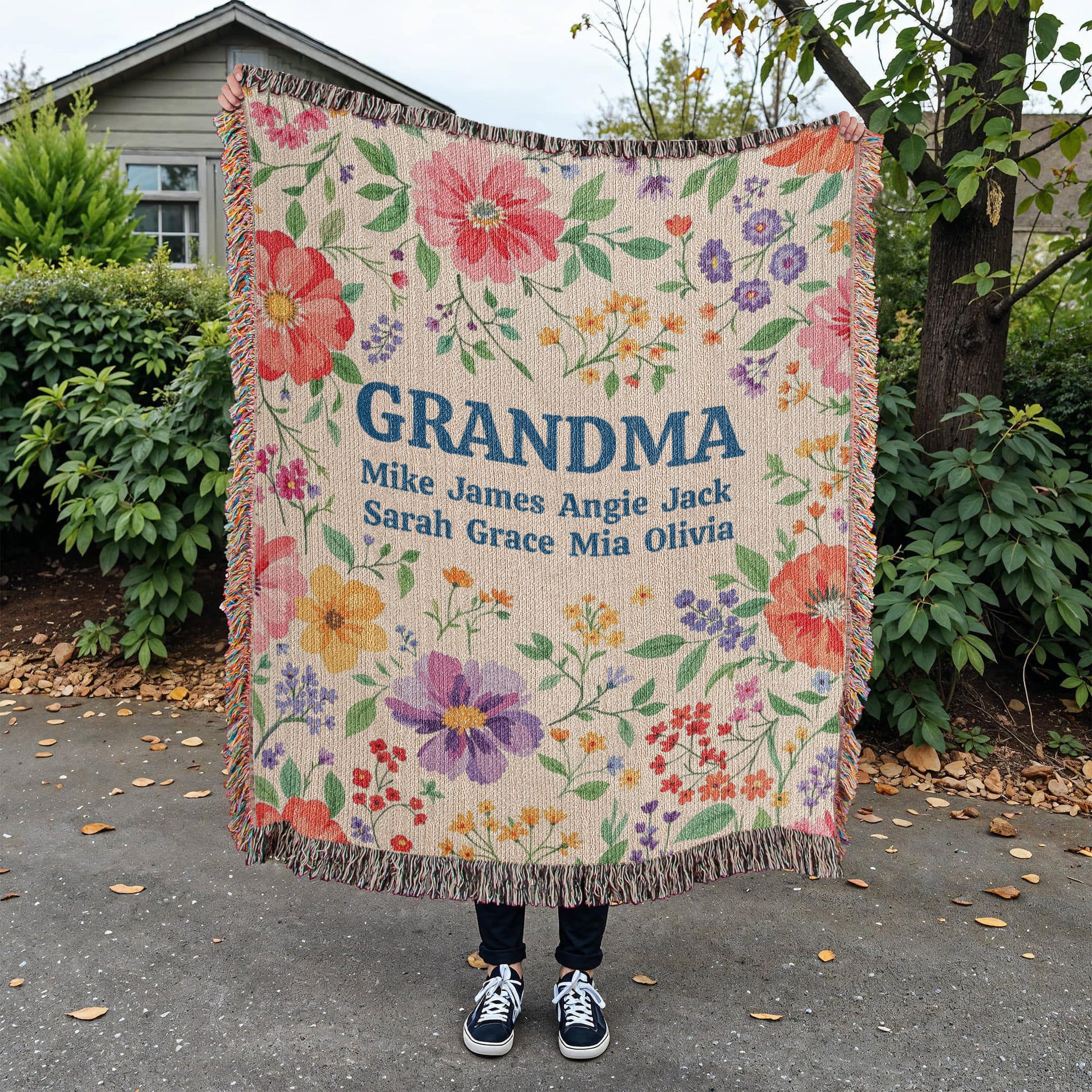 Personalized Grandma Floral Blanket-[Heartfelt Family Gift]