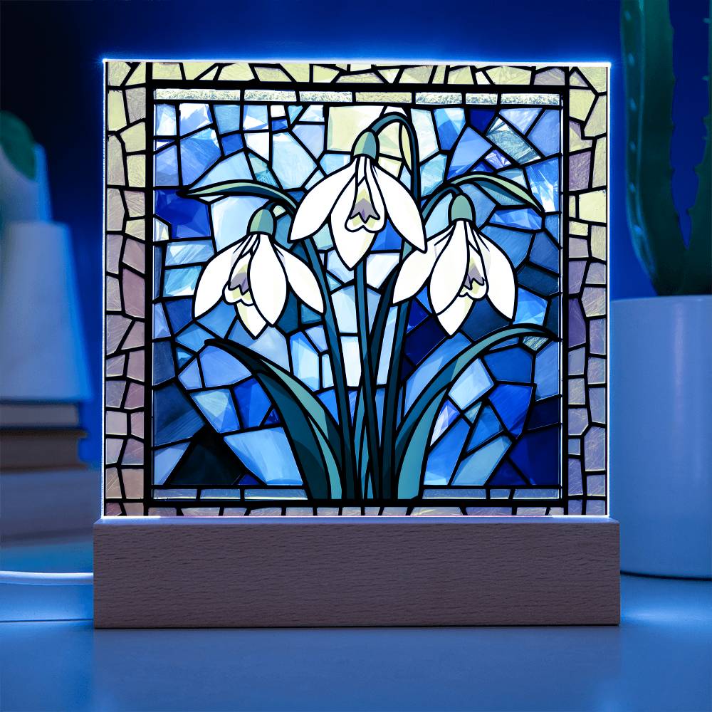 Snowdrop Acrylic Plaque Table Light