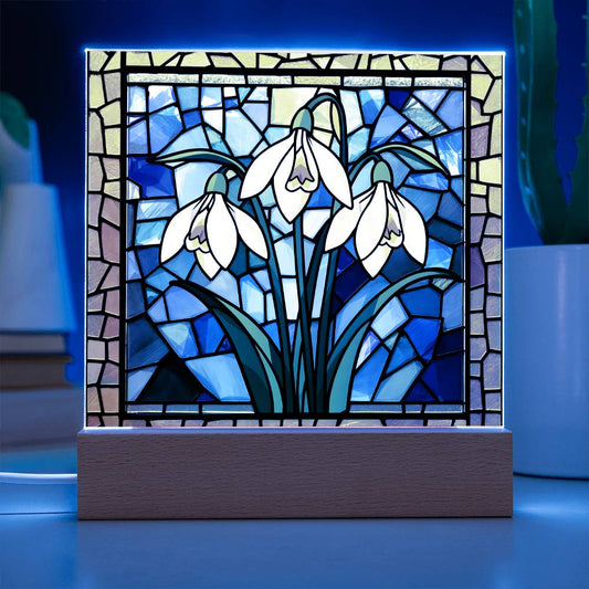 Snowdrop Acrylic Plaque Table Light