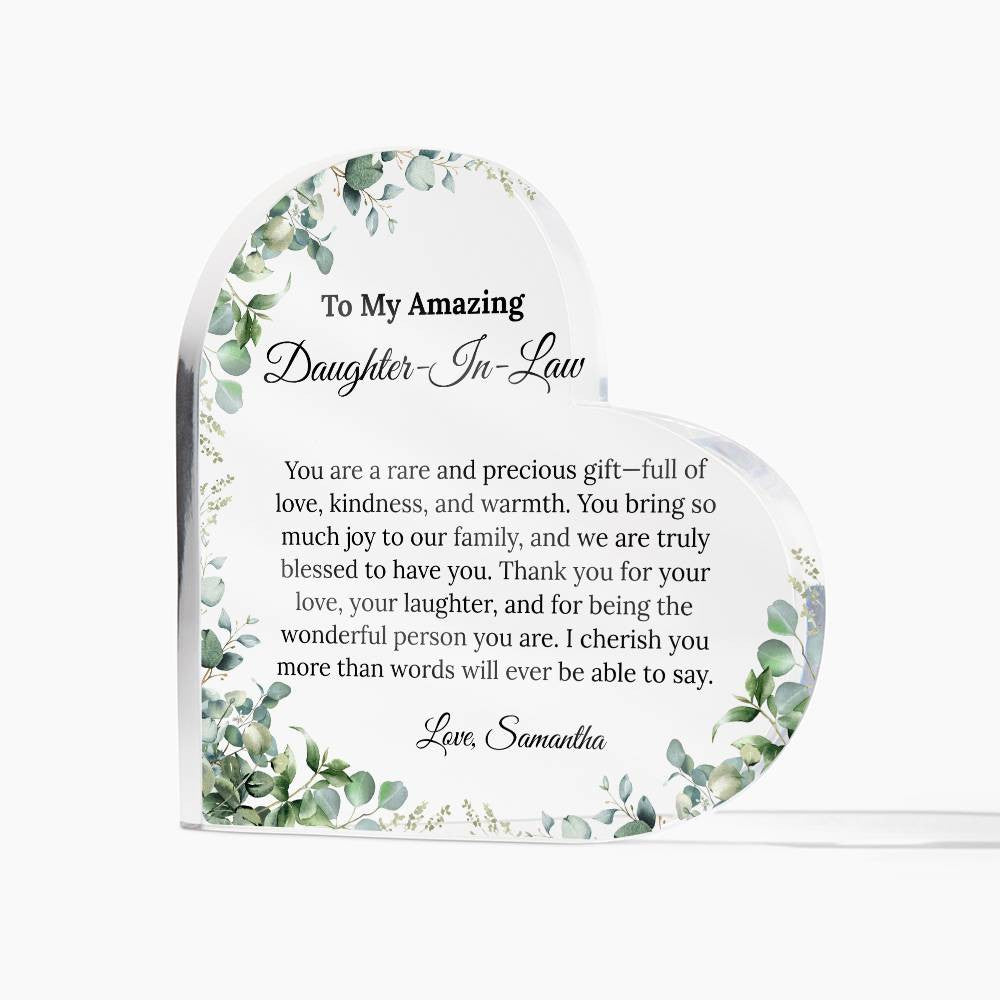 Personalized Daughter in Law Heart Plaque