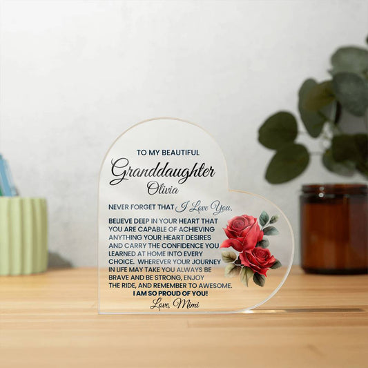 Personalized Granddaughter Acrylic Heart Plaque