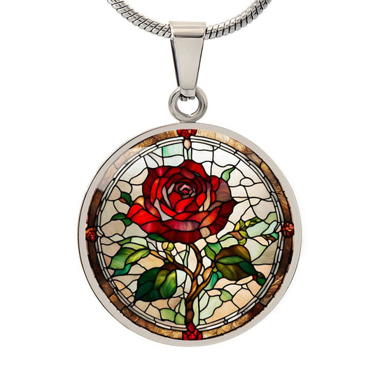 Rose Engraved Necklace in Gold or Silver-[Heartfelt Family Gift]