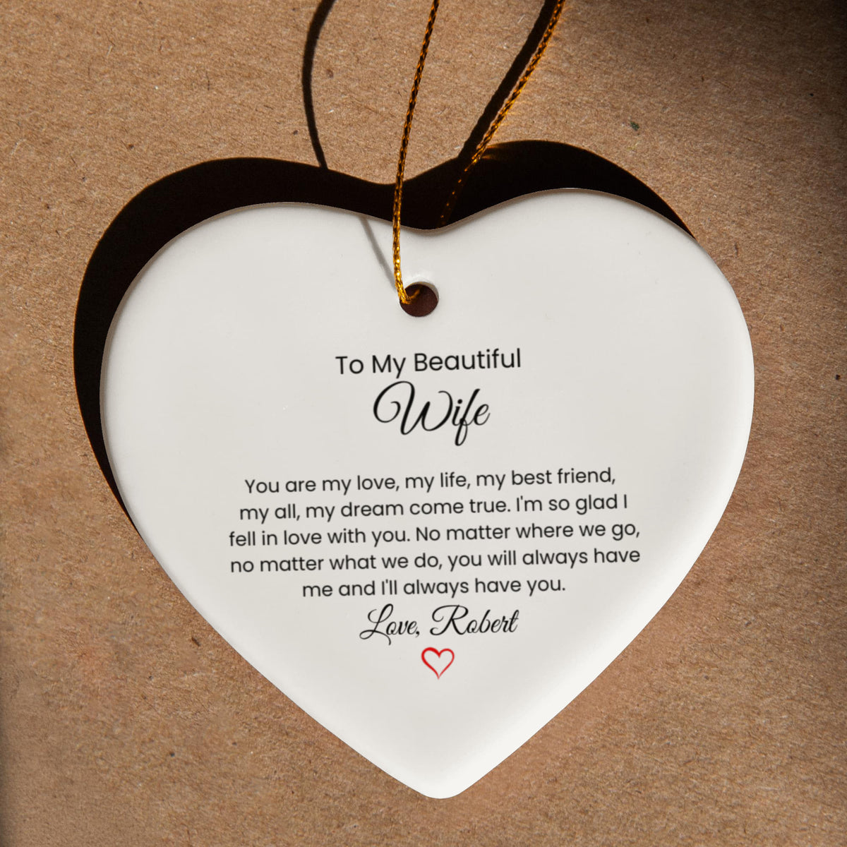 Ceramic Heart Ornament Gift for Wife